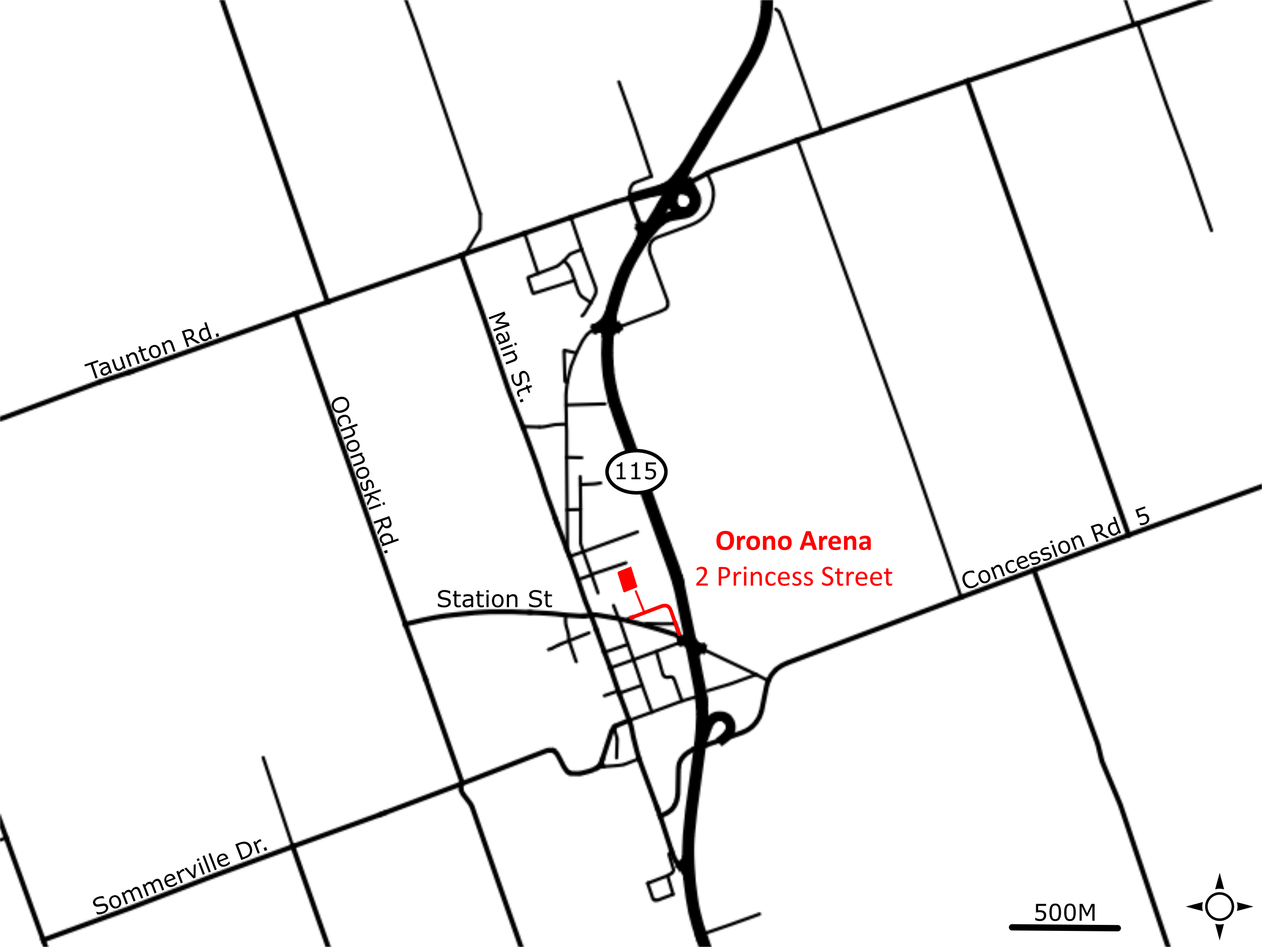 Map to Orono Arena
